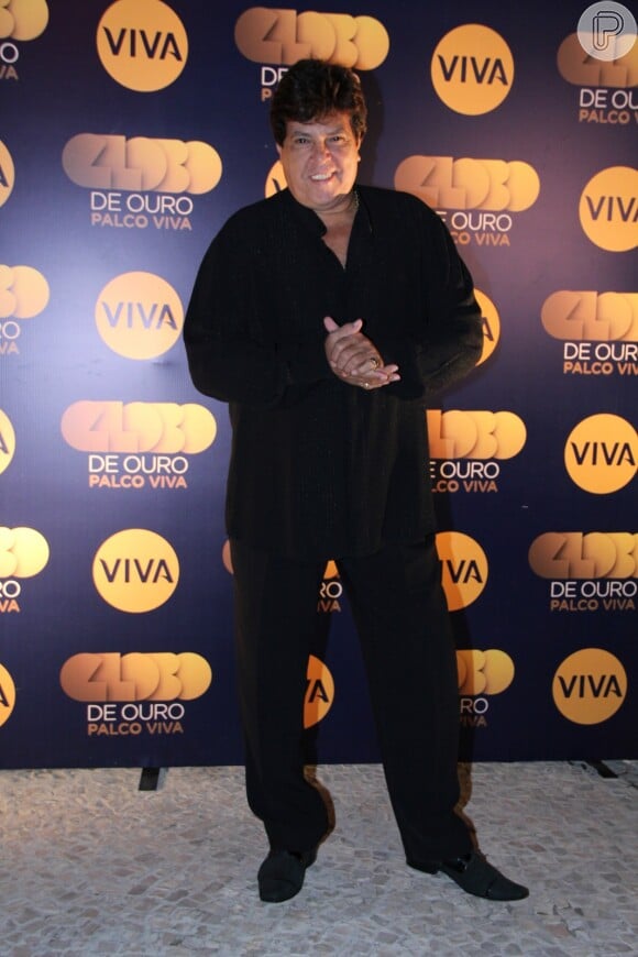 Sidney Magal compareceu à festa de lançamento do programa 'Globo de Ouro - Palco Viva', no Rio