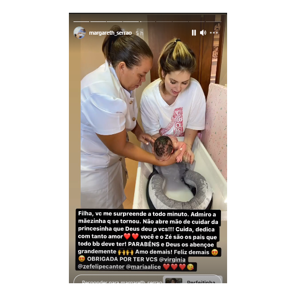 Mãe de Virgínia elogia filha por relação com a bebê