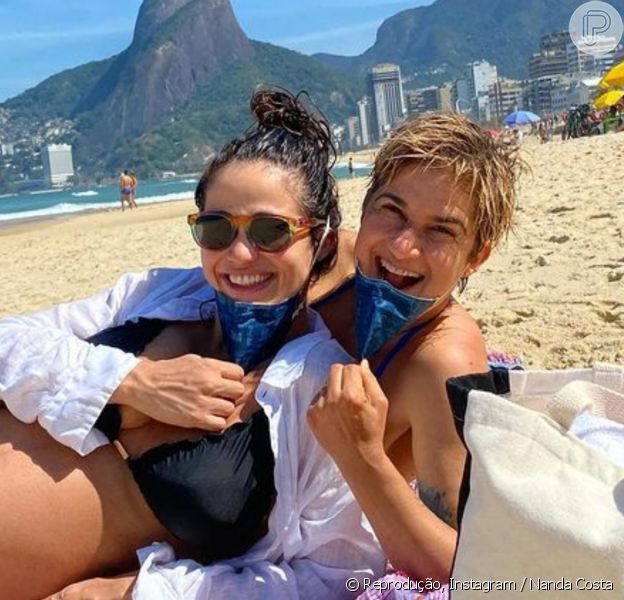 Nanda Costa e Lan Lanh curtem primeiro dia de praia no Rio de Janeiro após 6 meses de gravidez