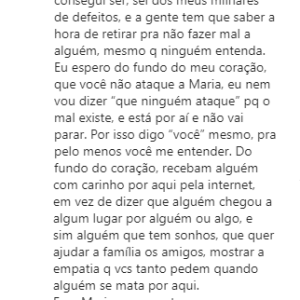 Whindersson Nunes escreve texto contando que ele e Maria Lina terminaram