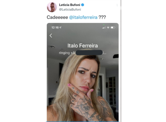 Letícia Bufoni vza número de Ítalo Ferreira e apaga Tweet na sequência
