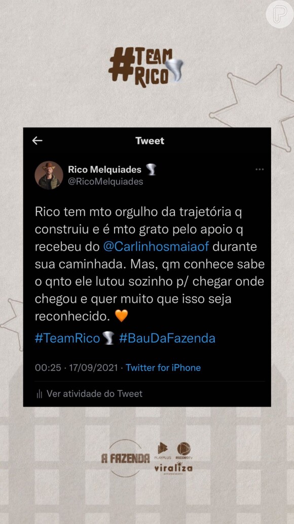 'A Fazenda 13': Equipe de redes sociais de Rico Melquiades se pronuncia após briga com Solange Gomes, em que foi chamado de 'escorado'