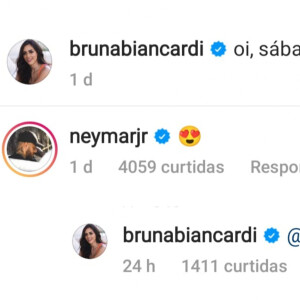 Bruna Biancardi e Neymar trocam mensagens românticas no Instagram