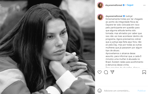 Família de Dayane Mello comenta caso de expulsão de Nego do Borel no Instagram oficial da modelo