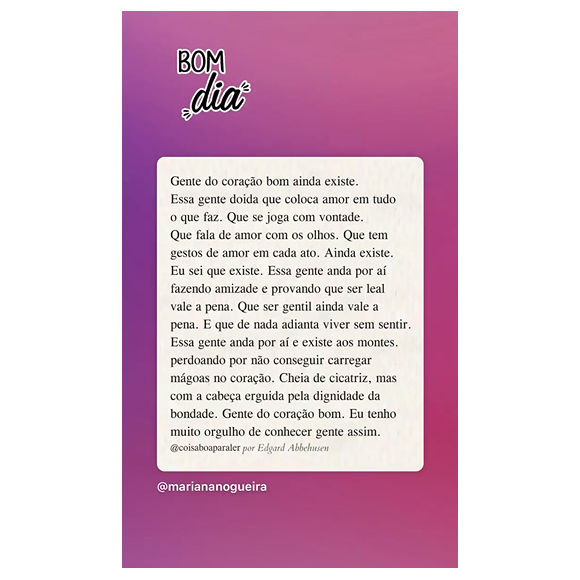 Andressa Suita postou no Instagram texto sobre 'gente de coração bom': 'Perdoando por não conseguir carregar mágoas no coração'