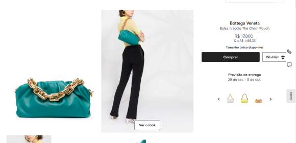 Look de Sasha Meneghel em Paris contou com bolsa de mão da marca italiana Bottega Veneta de R$ 17.800