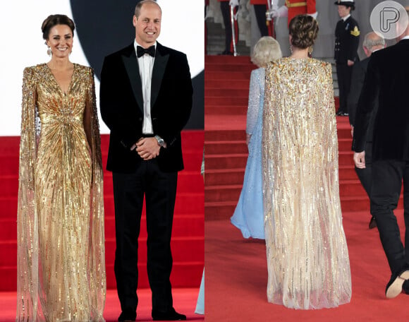 Vestido dourado de Kate Middleton: detalhes em frente e verso da peça