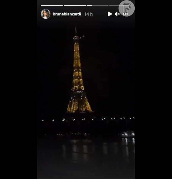 Bruna Biancardi filma a Torre Eiffel ao chegar em Paris