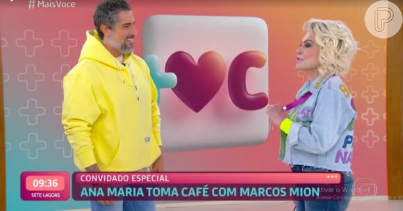 Marcos Mion participou do 'Mais Você' e tomou café com Ana Maria Braga