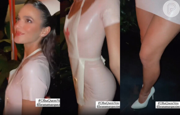 Vestido de látex de Bruna Marquezine era colado ao corpo e valorizava as curvas da atriz
