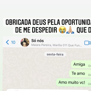 Maraisa compartilha últimas mensagens trocadas com Marília Mendonça