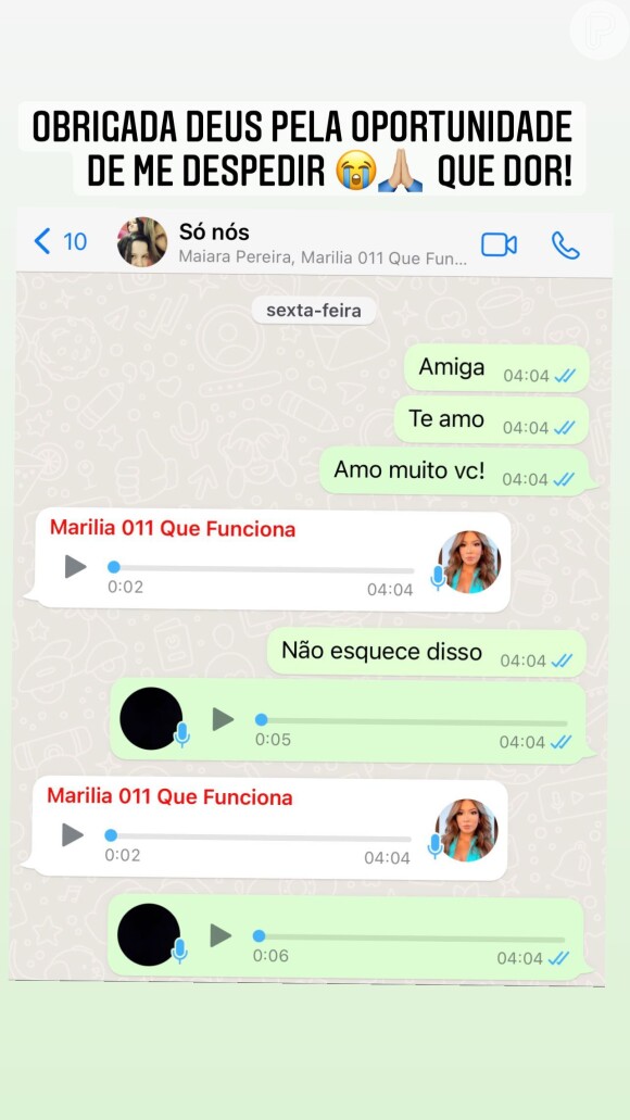 Maraisa compartilha últimas mensagens trocadas com Marília Mendonça