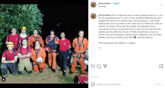 Johnn Leno relatou emoção de resgatar o corpo de Marília Mendonça
