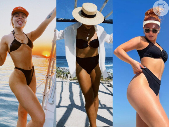 Biquíni preto: Luísa Sonza, Juliana Paes e Larissa Manoela preferem modelos de cintura alta