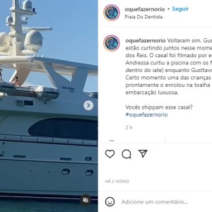 Andressa Suita e Gusttavo Lima foram flagrados juntos em iate