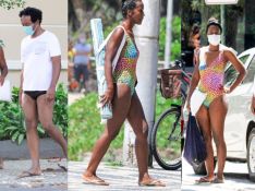Maju Coutinho usa maiô animal print multicolorido para dia de praia com o marido. Fotos!