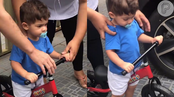 Leo, filho de Marília Mendonça e Murilo Huff, foi filmado pela vovó enquanto desfrutava de um novo presente!