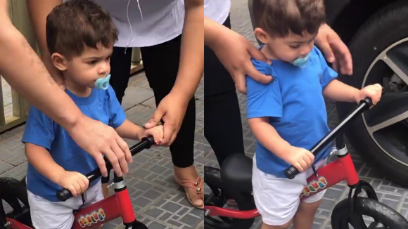 Leo, filho de Marília Mendonça, é flagrado pela avó enquanto brinca de bicicleta. Vídeo!