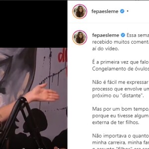 No INstagram, Fernanda Paes Leme fez mais um desabafo sobre o assunto