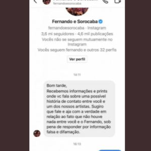 Suposta pivô de separação de Maiara e Fernando revela ter sido ameaçada por equipe do cantor