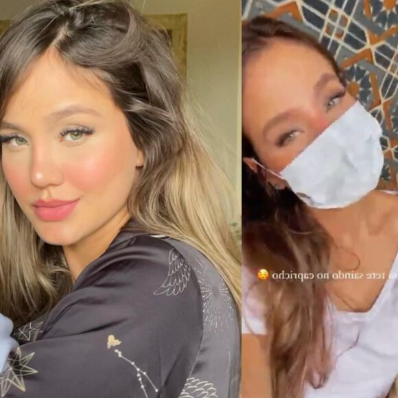 Biah Rodrigues volta a usar máscara de proteção para amamentar a filha