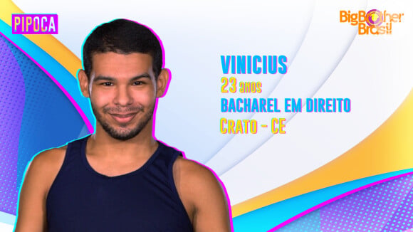 Vinícius, de 23 anos, é Pipoca, argumentativo, veio do Ceará e diz ter 'resposta para tudo'