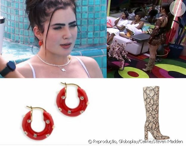 Jade Picon usa brinco Celine de 3,7 mil no 'BBB 22' e bota Steven Madden com snake print de 5 mil reais
