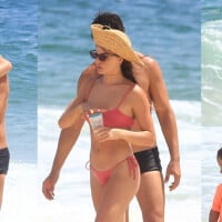 Isis Valverde troca beijos com o marido e brinca com o filho em praia do Rio. Veja fotos!