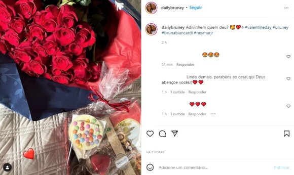 Seguidores elogiaram o romantismo de Neymar no Dia dos Namorados