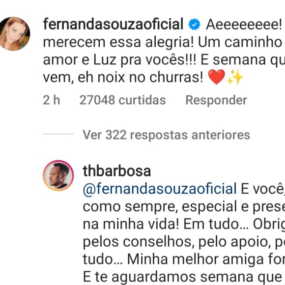 Fernanda Souza reage à foto de Thiaguinho e Carol Peixinho juntos e cantor também comenta