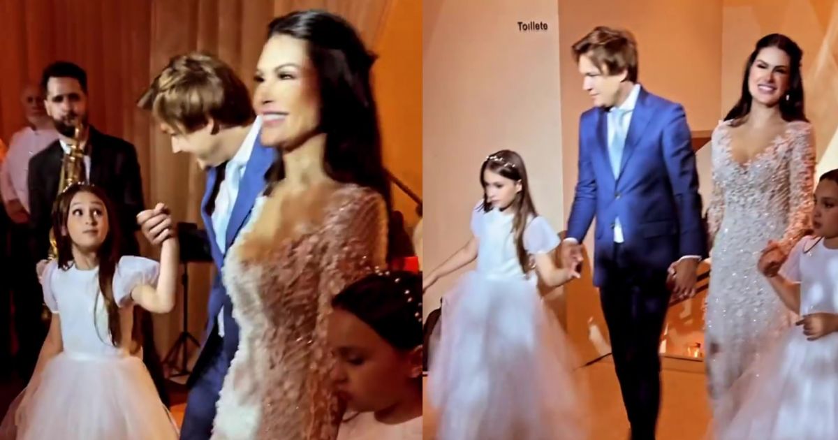 Casamento de Natália Guimarães e Leandro, do KLB: filhas gêmeas do casal,  Maya e Kiara, participaram da cerimônia - Purepeople