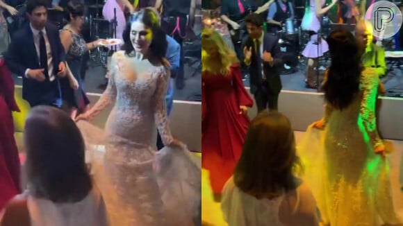 Casamento de Natália Guimarães e Leandro, do KLB, leva noiva a dançar muito na pista de dança