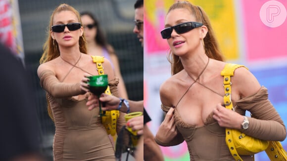 Marina Ruy Barbosa escolhe look nude para curtir show de Pabllo Vittar no Lollapalooza