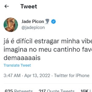 Jade Picon usou as redes sociais para mandar um recado sobre os boatos