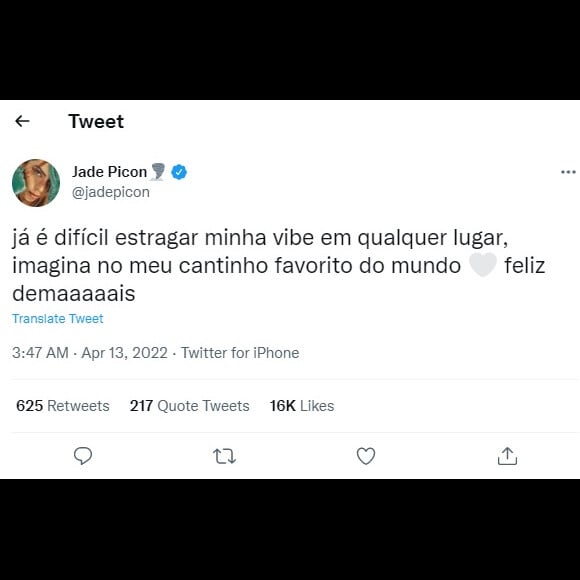 Jade Picon usou as redes sociais para mandar um recado sobre os boatos