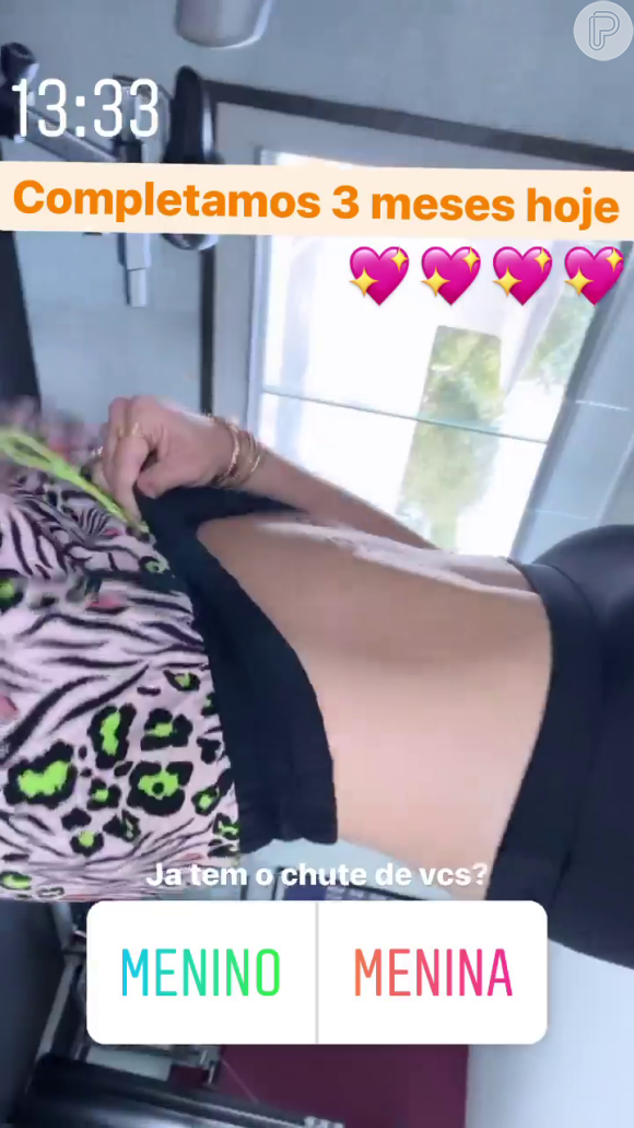 Grávida de 3 meses, Virgínia Fonseca celebrou mais um mês de gestação exibindo a barriga para os fãs