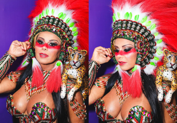 Detalhe da maquiagem de Viviane Araujo para o desfile do Salgueiro no Carnaval 2022