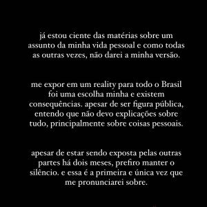 Maria disse que não pretende expor mais o caso