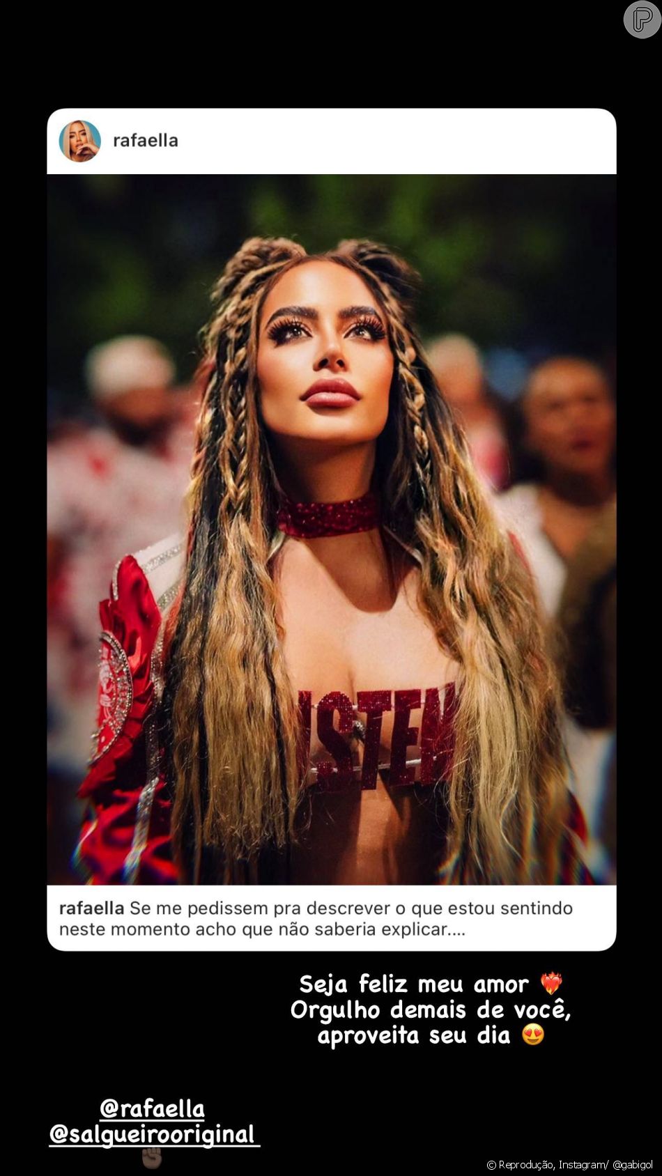 Mesmo com as críticas, Gabigol demonstrou seu apoio à Rafaella Santos no desfile