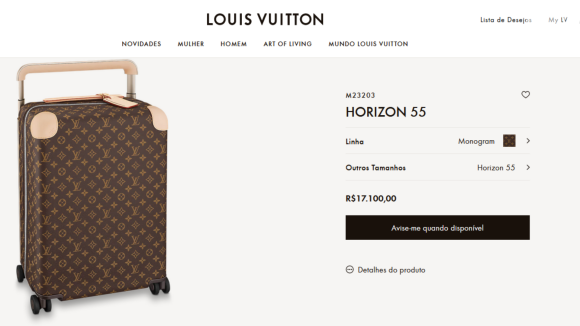 Mala da Louis Vuitton que Simone ganhou de Simaria custa R$ 17 mil e não está disponível no site oficial da marca atualmente