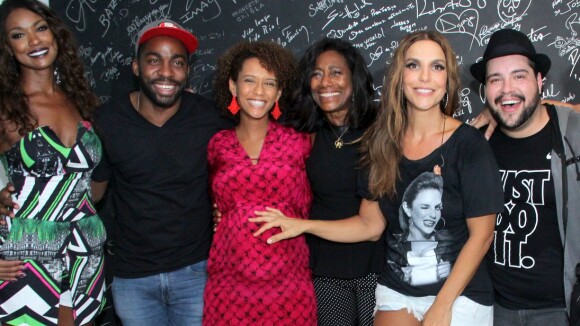 Ivete Sangalo recebe Taís Araújo, grávida, e Lázaro Ramos em show no Rio