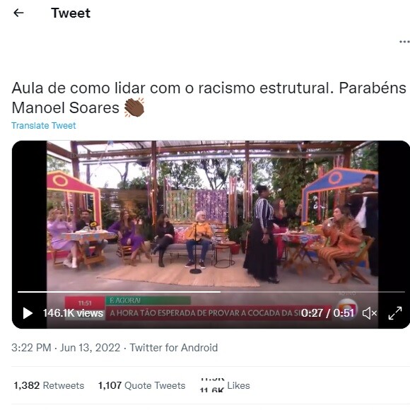 Discussão sobre racismo também foi parar no Twitter