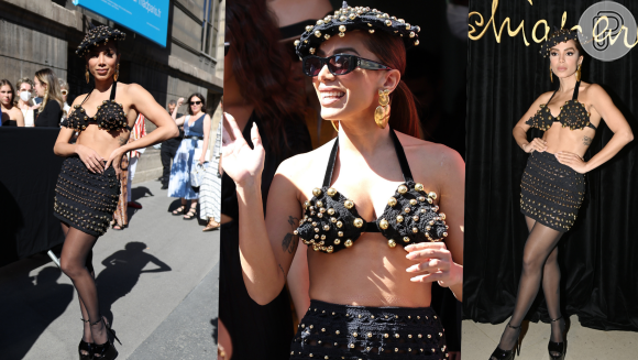 Anitta combina conjunto de crochê e top à la Madonna em desfile de alta costura em Paris. Fotos!