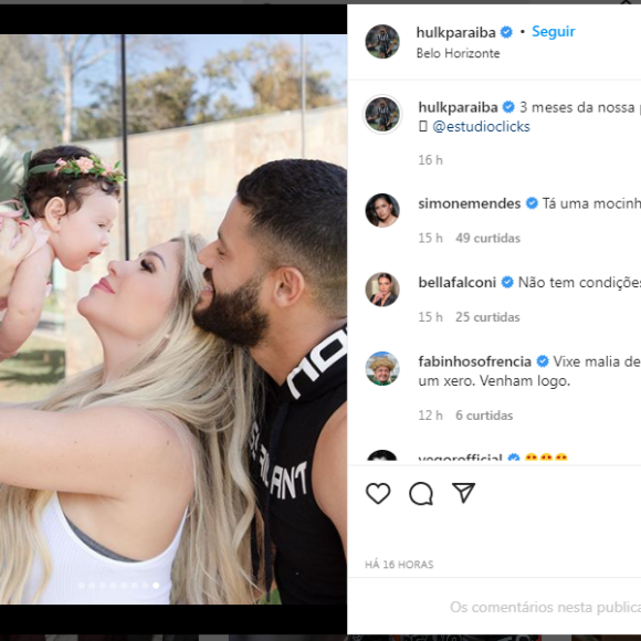 Zaya é fruto do casamento de 2 anos de Hulk com Camila Ângelo