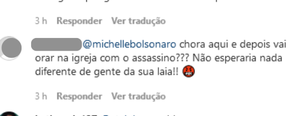 Michelle Bolsonaro foi atacada por internautas que acharam contraditória a solidariedade a Gloria Perez