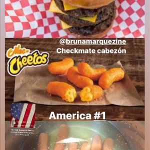 Xolo Maridueña não desistiu e respondeu com pratos "tradicionais" estadunidenses: salsichas, Cheets e hambúrger de donuts...