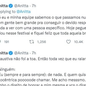 Mais cedo, Anitta exaltou sua luta para que o Rock in Rio tivesse um espaço de funk