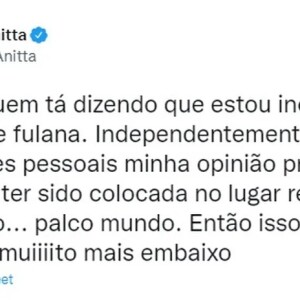 Anitta também falou que show de Ludmilla merecia o Palco Mundo