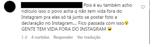 Outros fãs de Paolla Oliveira e Diogo Nogueira discordam da teoria e frisaram: 'O povo acha que não tem vida fora do Instagram'