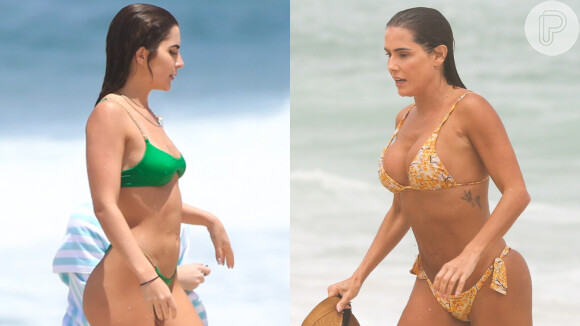De biquíni, Deborah Secco e Jade Picon exibiram corpo curvilíneo em dia de praia no Rio de Janeiro
